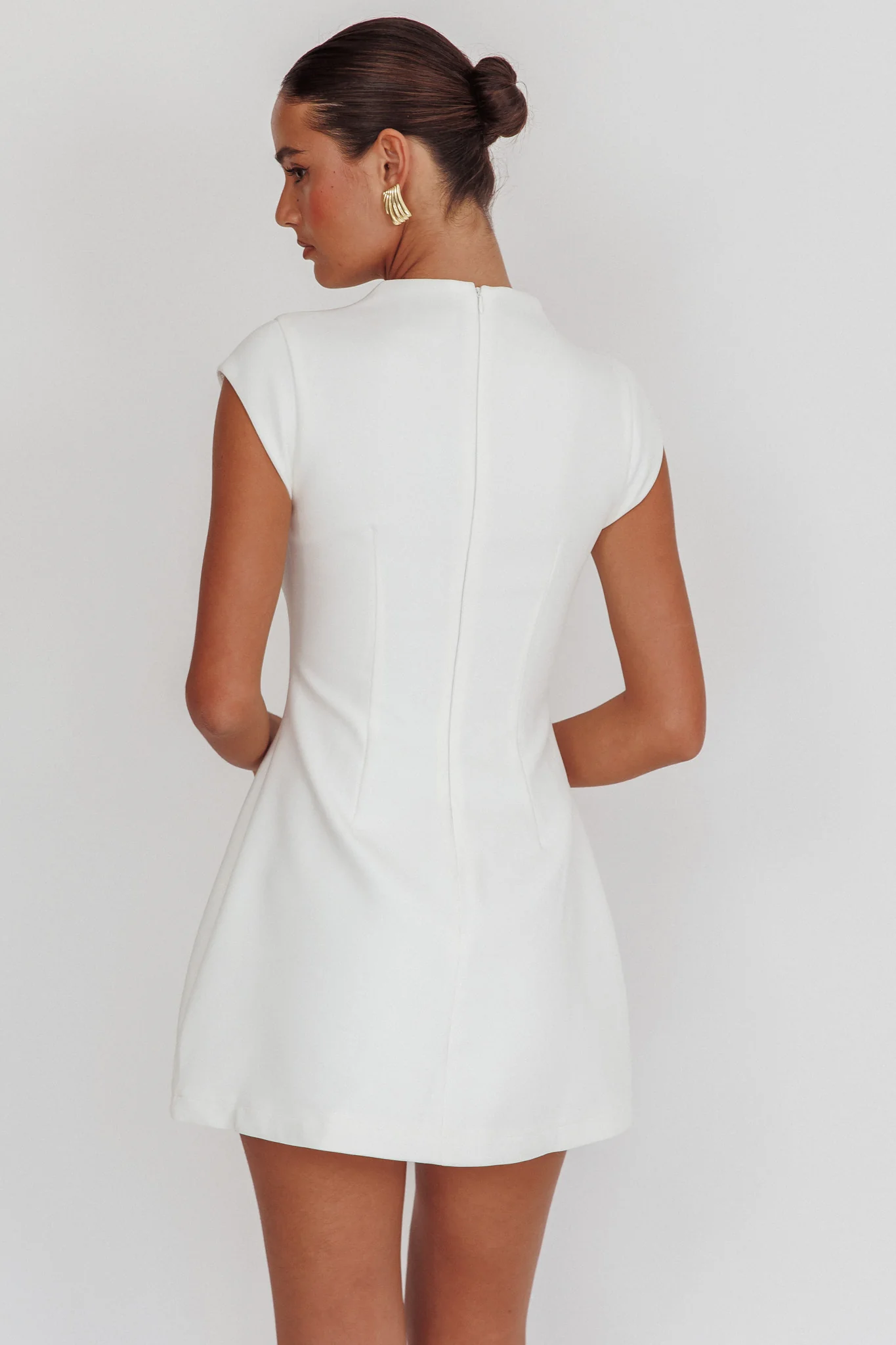 Aristos Cap Sleeve Mini Dress White