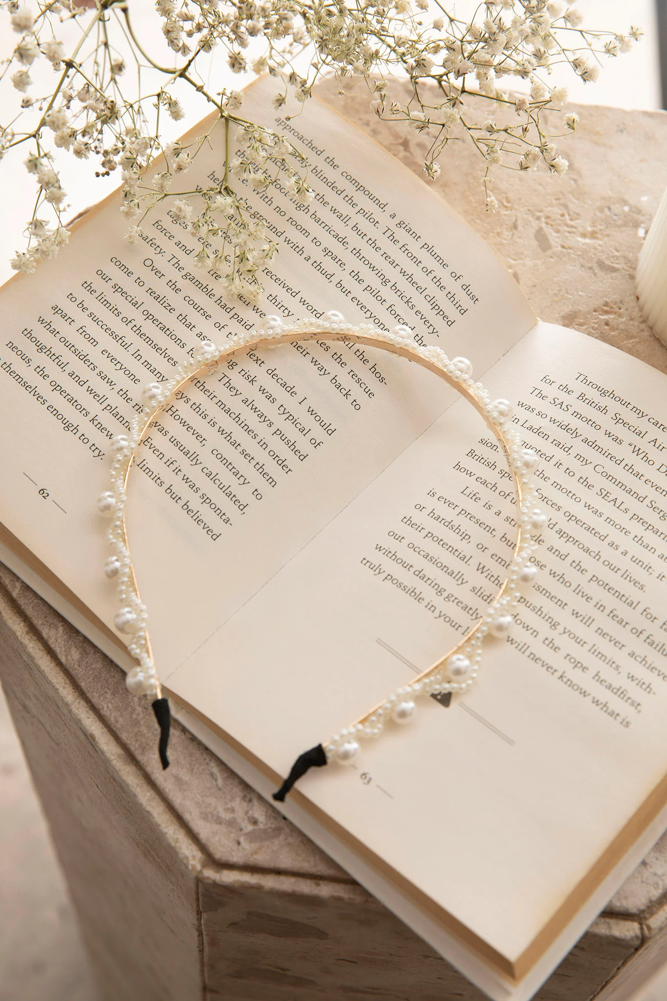 Harriet Pearl Gold Headband White