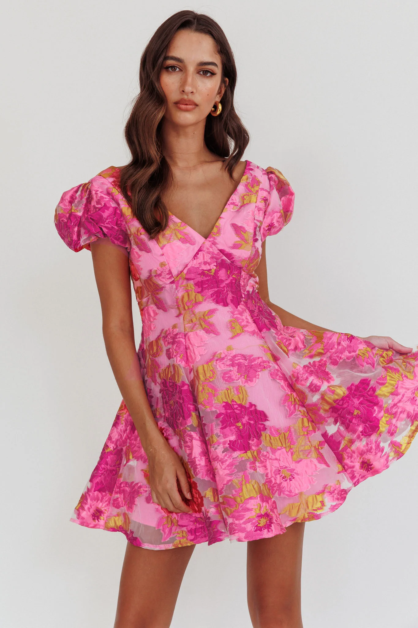 Perfect Match Puff Sleeve Low Back Mini Dress Pink