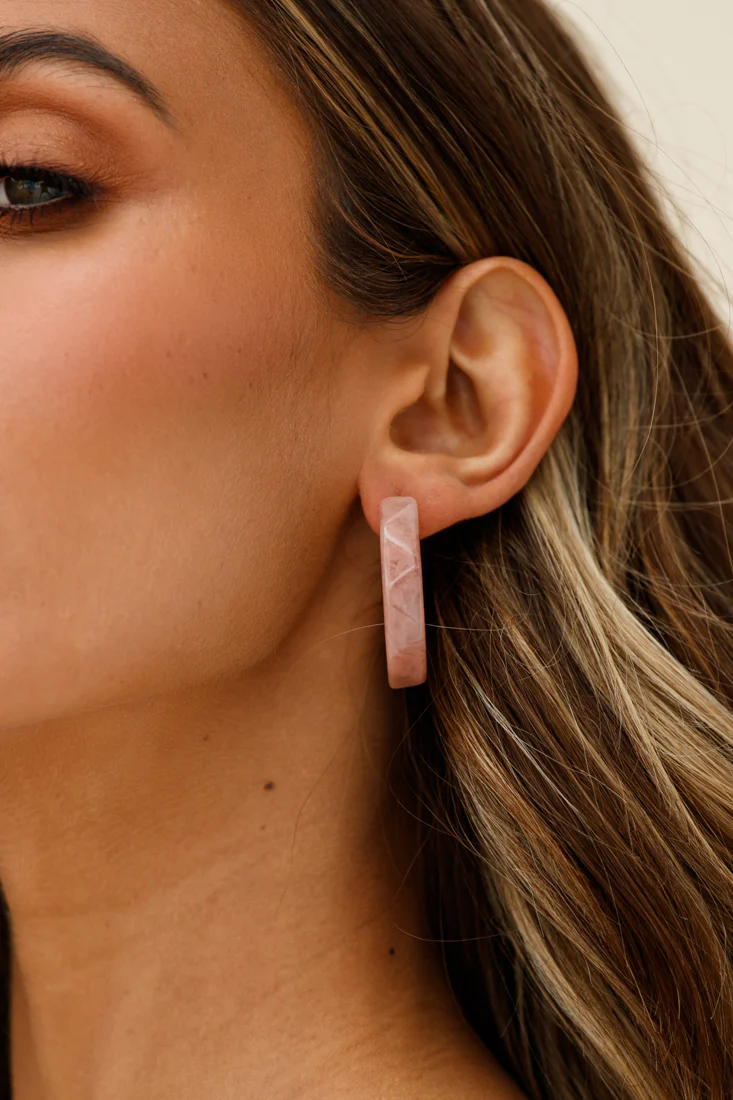 Sydney Perspex Hoop Pearl Back Earrings Rose