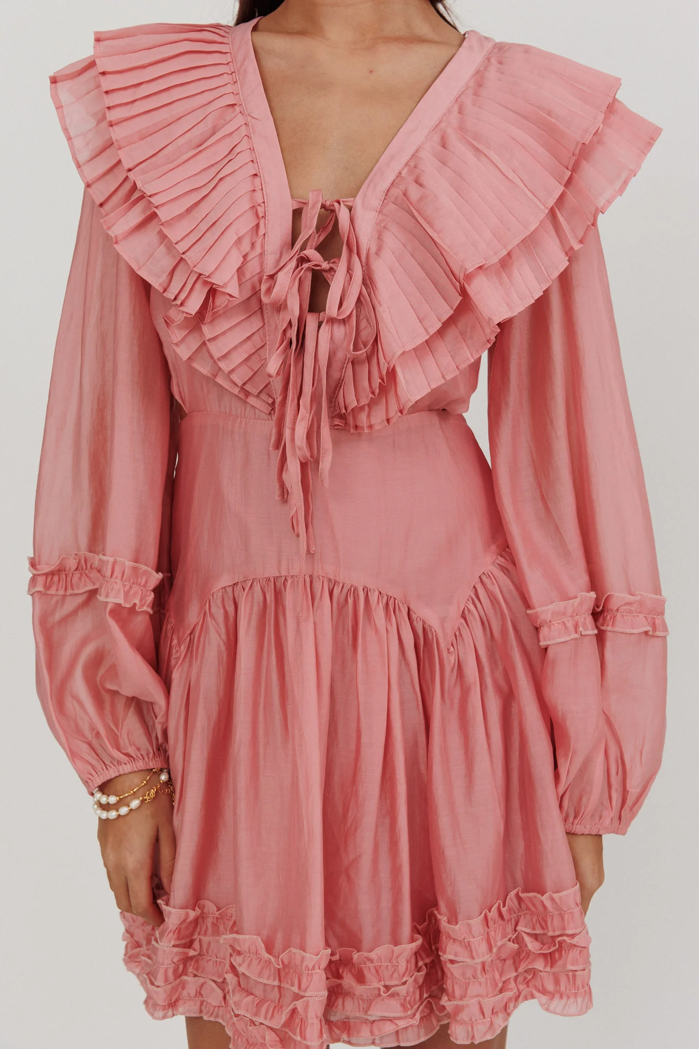 Alive Pleated Sailor Collar Mini Dress Dusty Pink