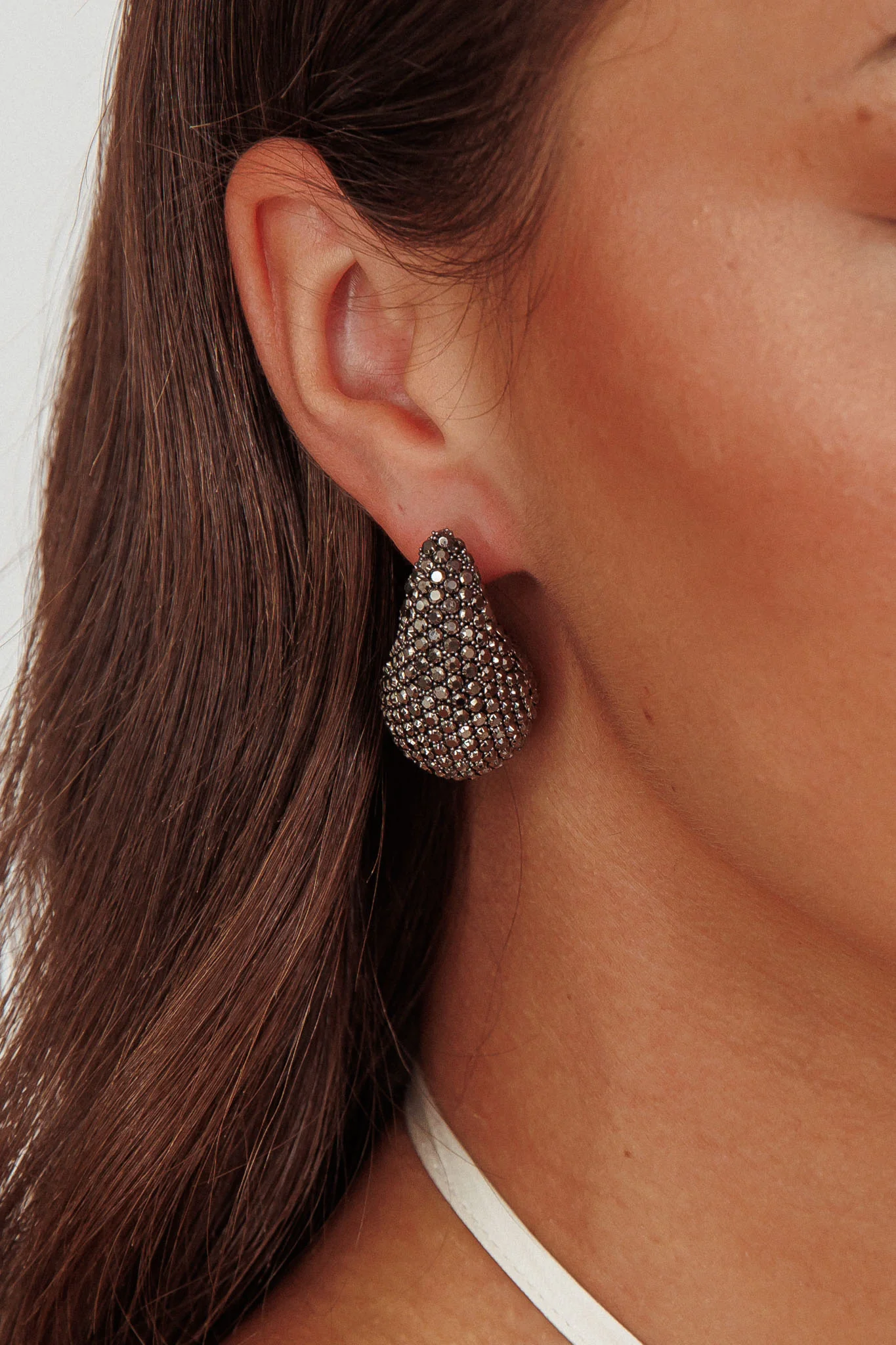 Nebula Pave Teardrop Earrings Black Diamante