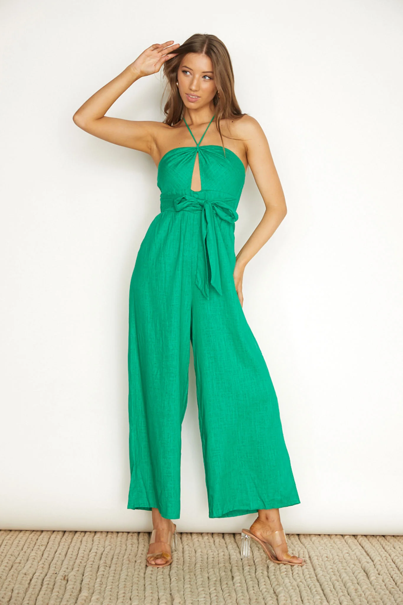 Maravilhosa Keyhole Halter Jumpsuit Green