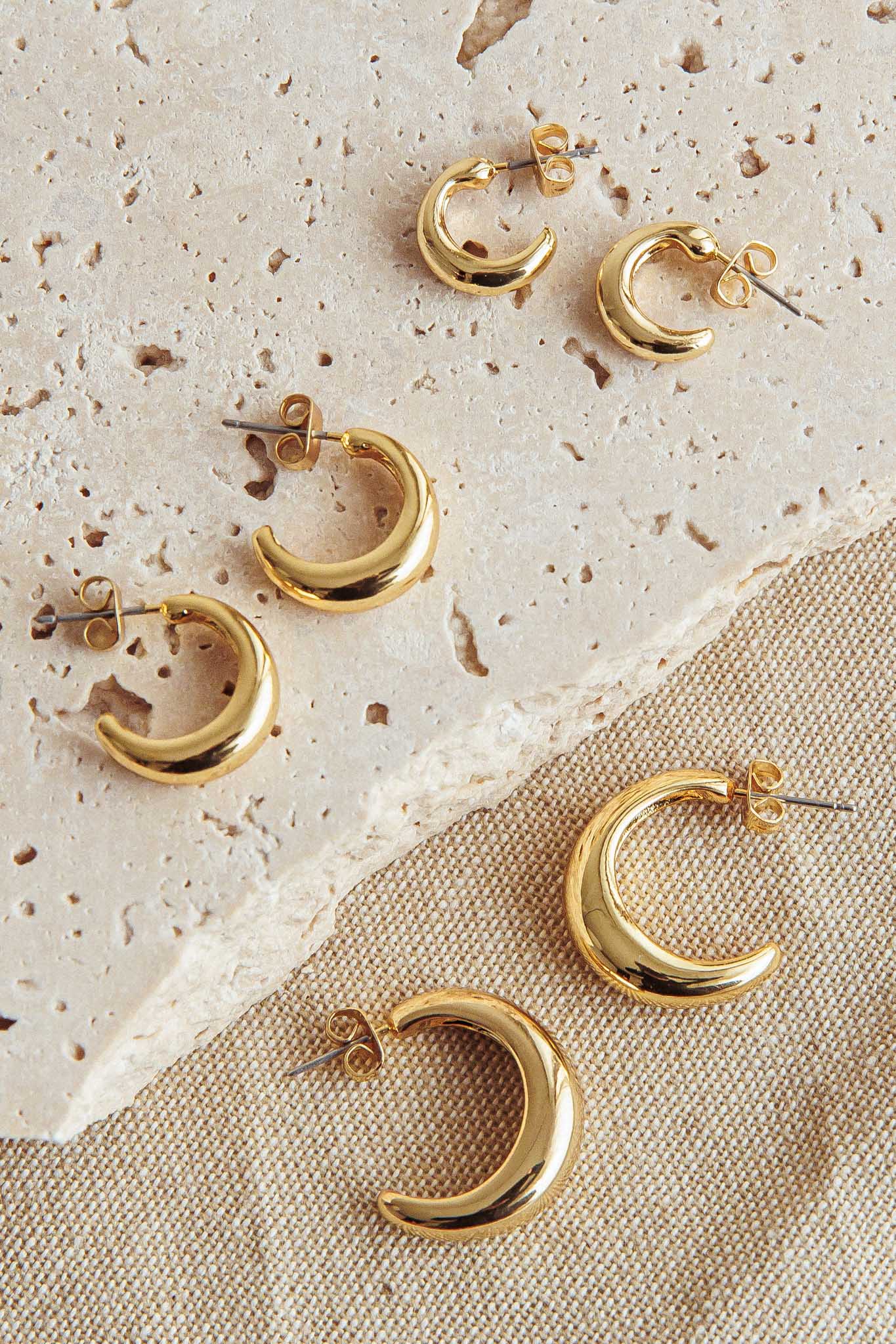 Cece Half-Hoop Earrings Set Gold Plated