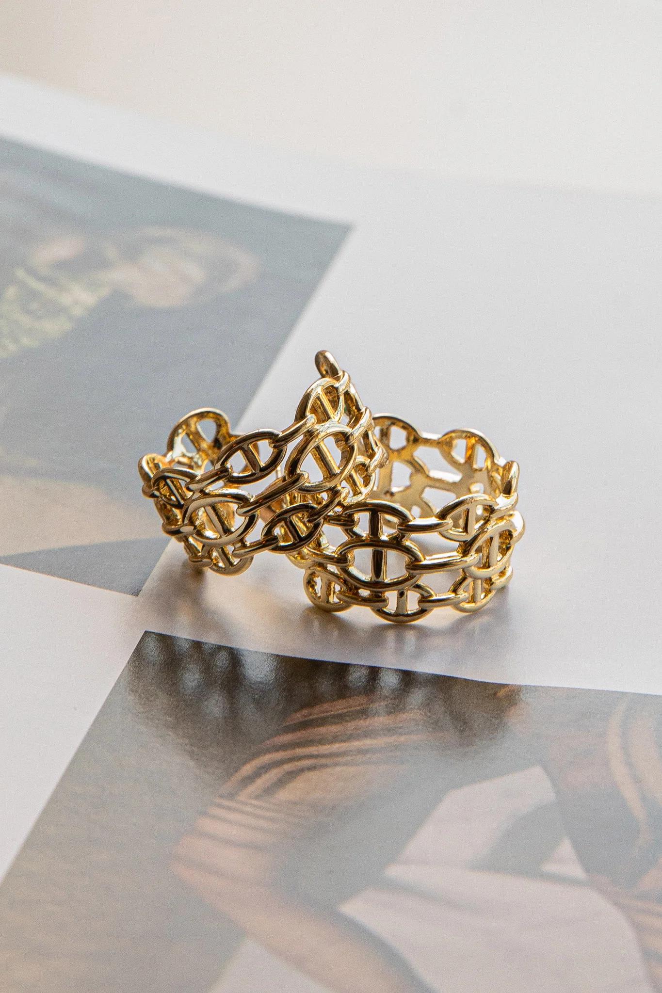 Georgiana Open Chain Hoop Earrings Gold