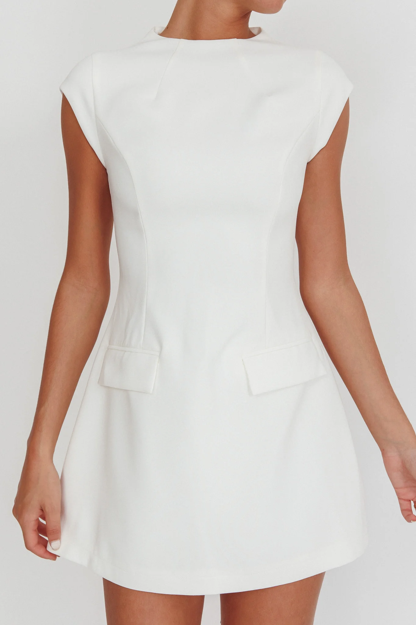 Aristos Cap Sleeve Mini Dress White