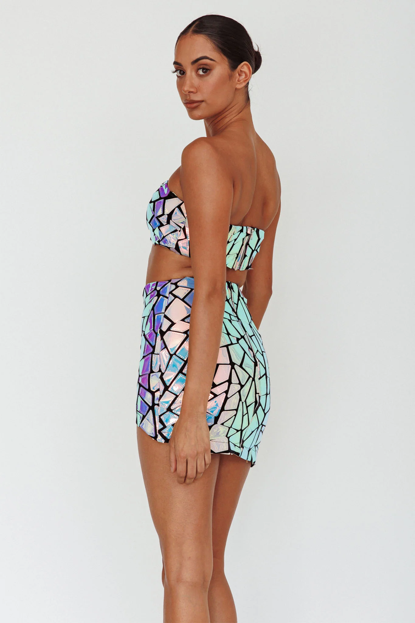 El Camino Mosaic Mini Skirt Silver