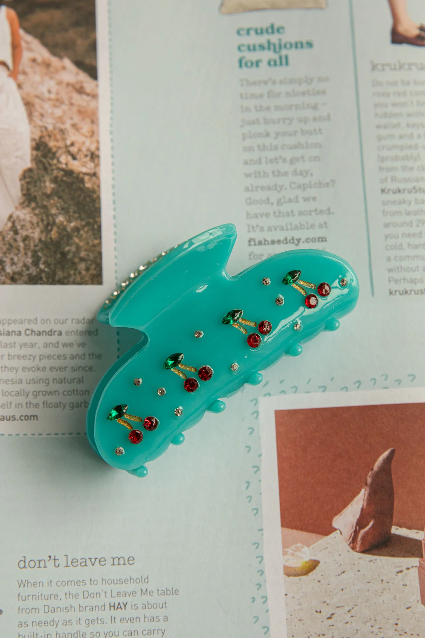 Cherry Pie Hair Clip Blue