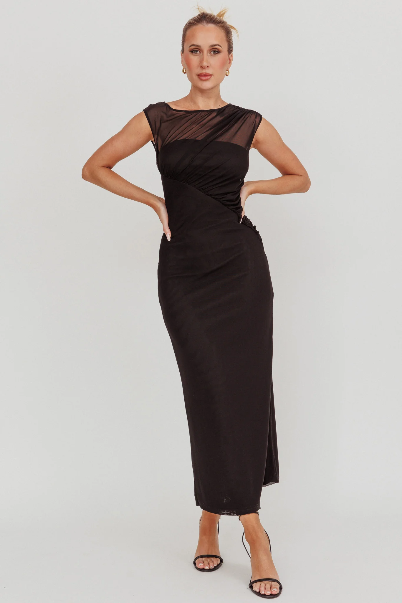 Passion Mesh Sleeveless Maxi Dress Black