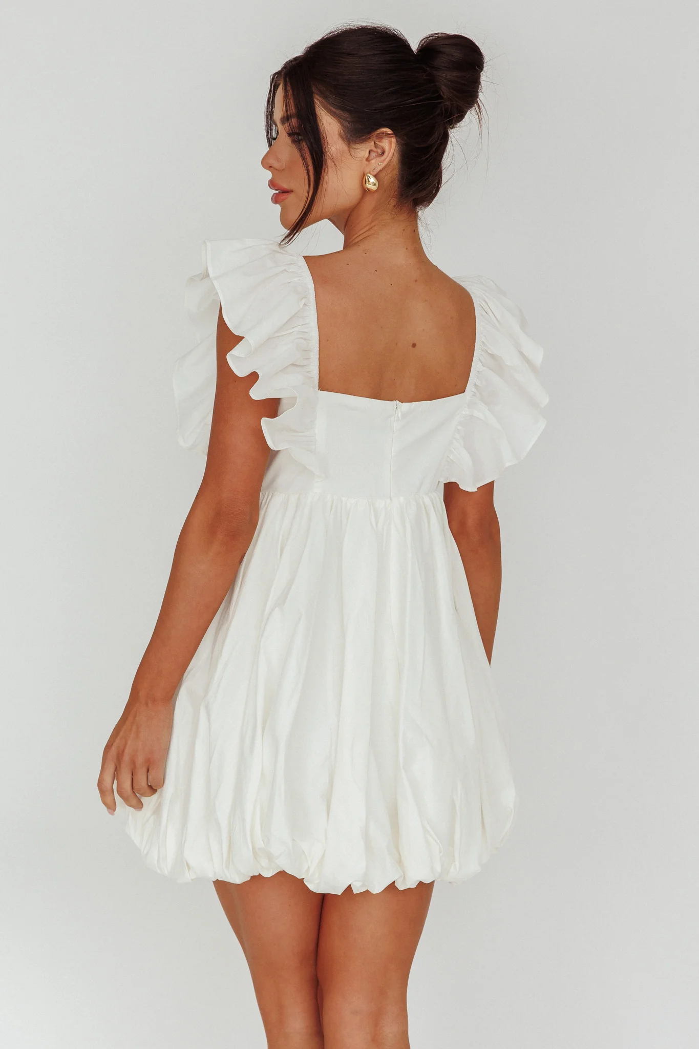 Horoscope Bubble Hem Mini Dress Ivory