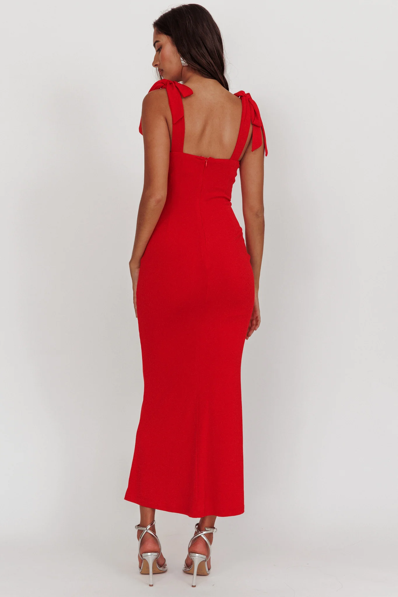 Rose Garden Tied Shoulder Maxi Dress Red