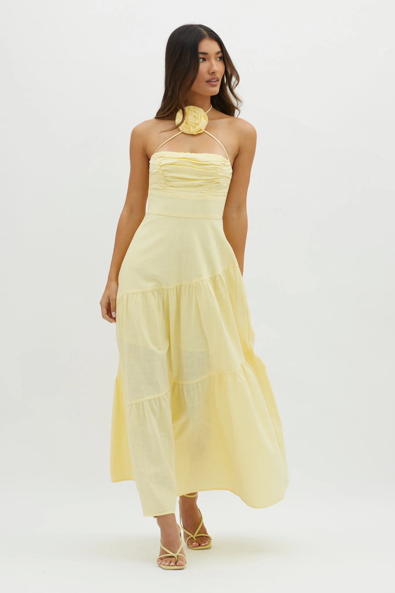 Bondi Rose Decoration Maxi Dress Lemon