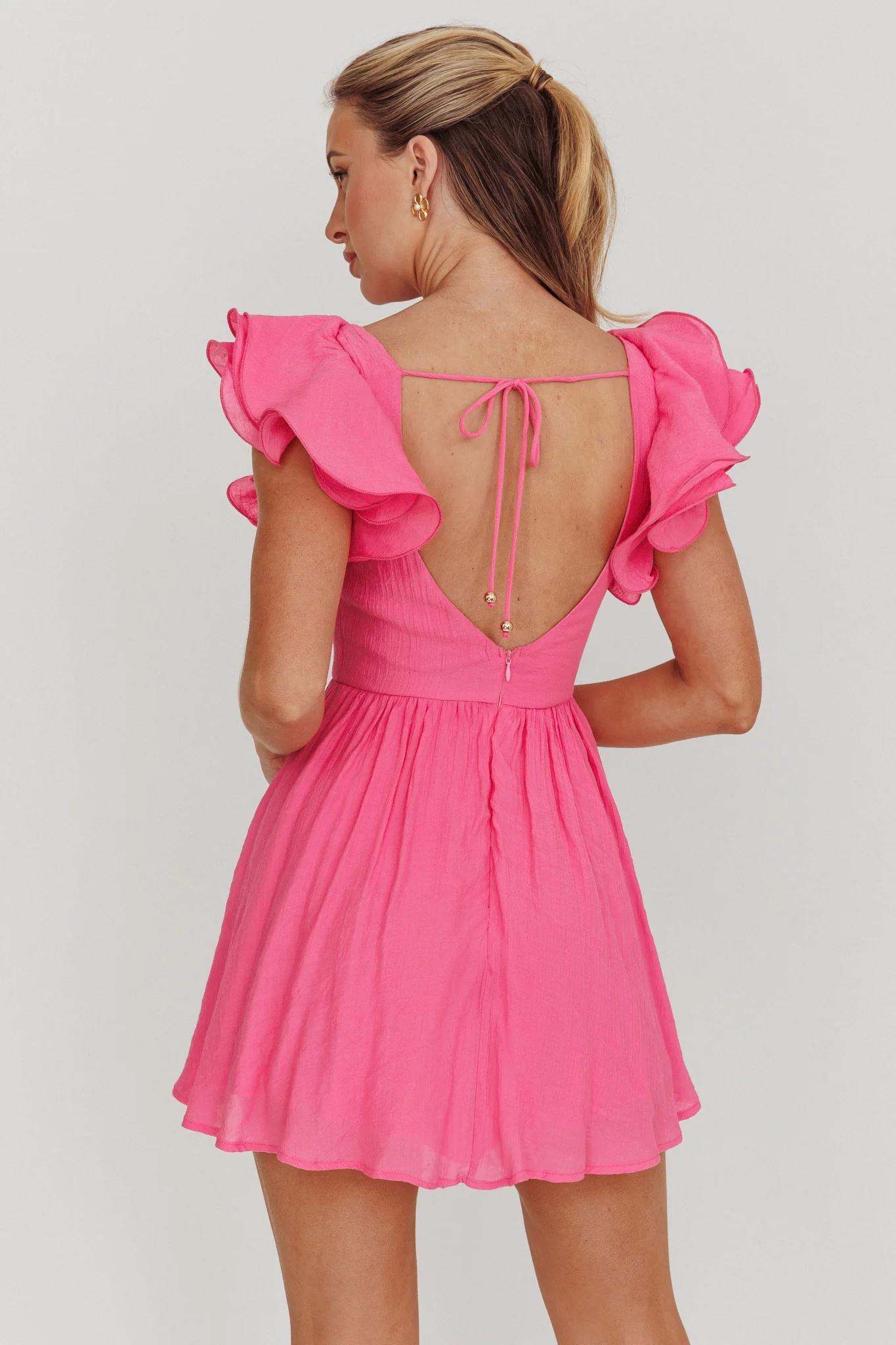 Sunday Dreams Ruffle Strap Mini Dress Pink