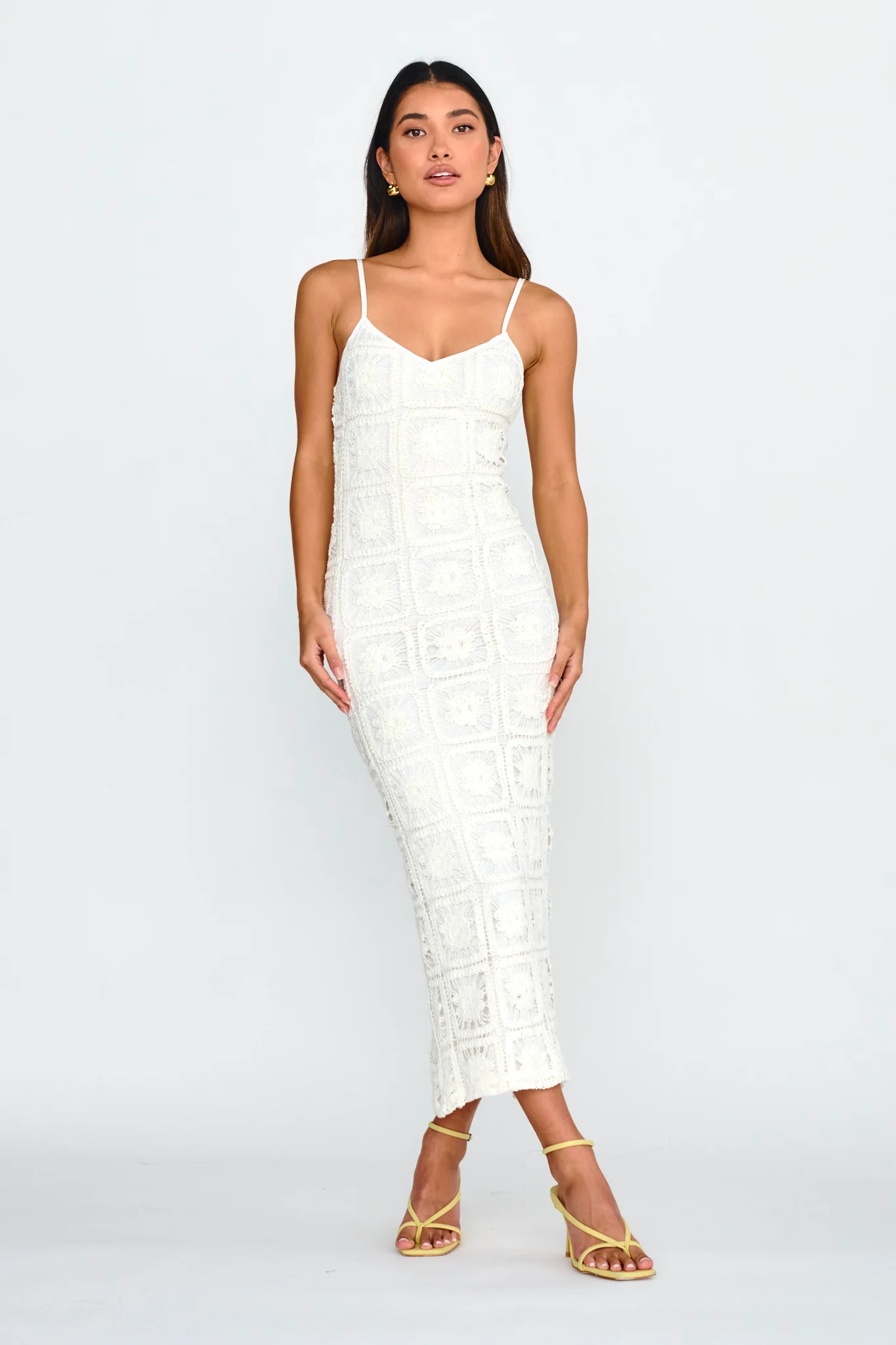 Cayman Sunset Crochet Midi Dress White