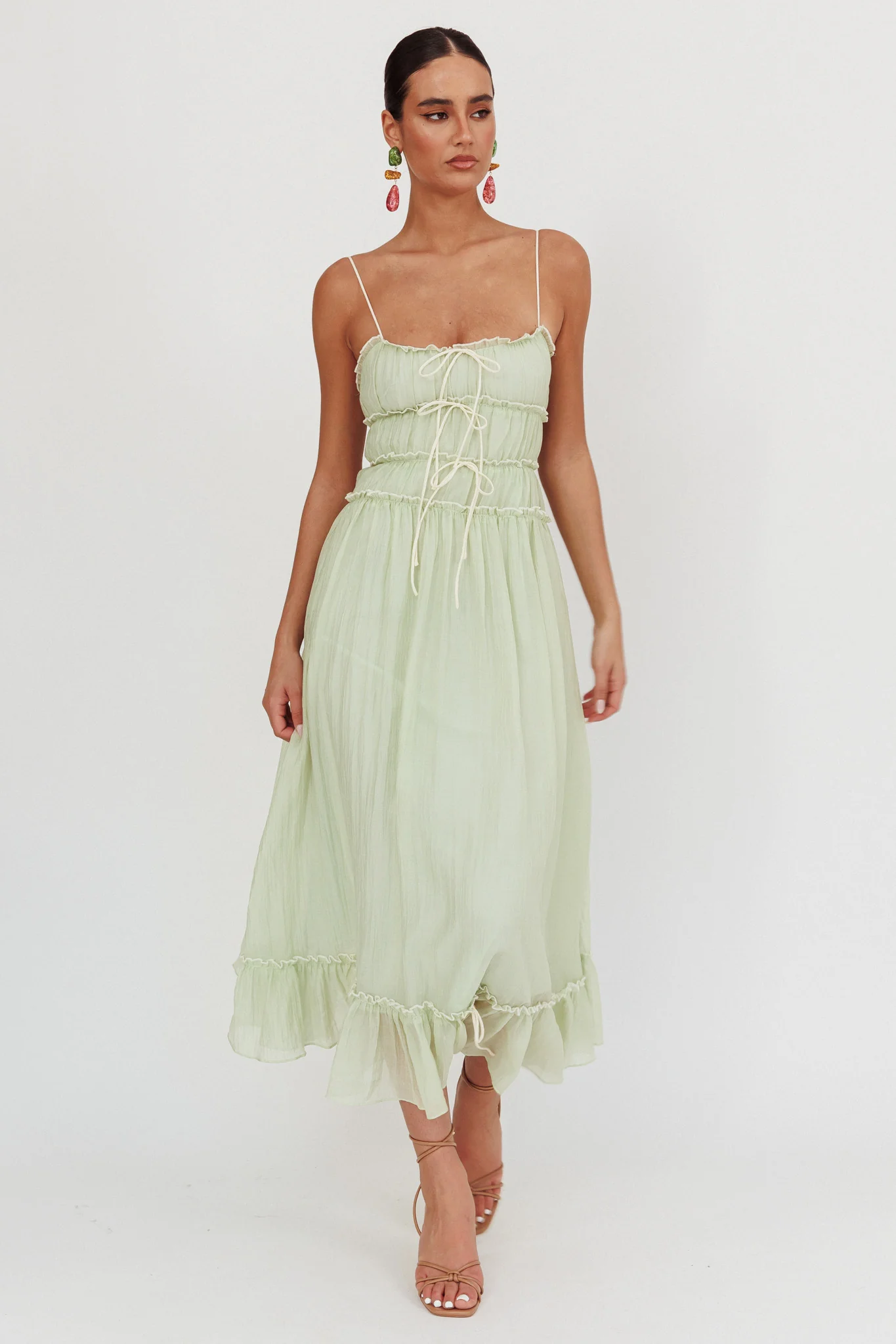 Maidens Tie Accent Maxi Dress Sage