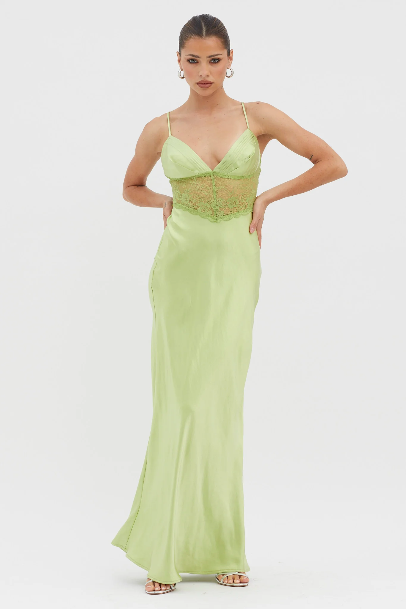 Kinzie Lace Waist Maxi Dress Apple