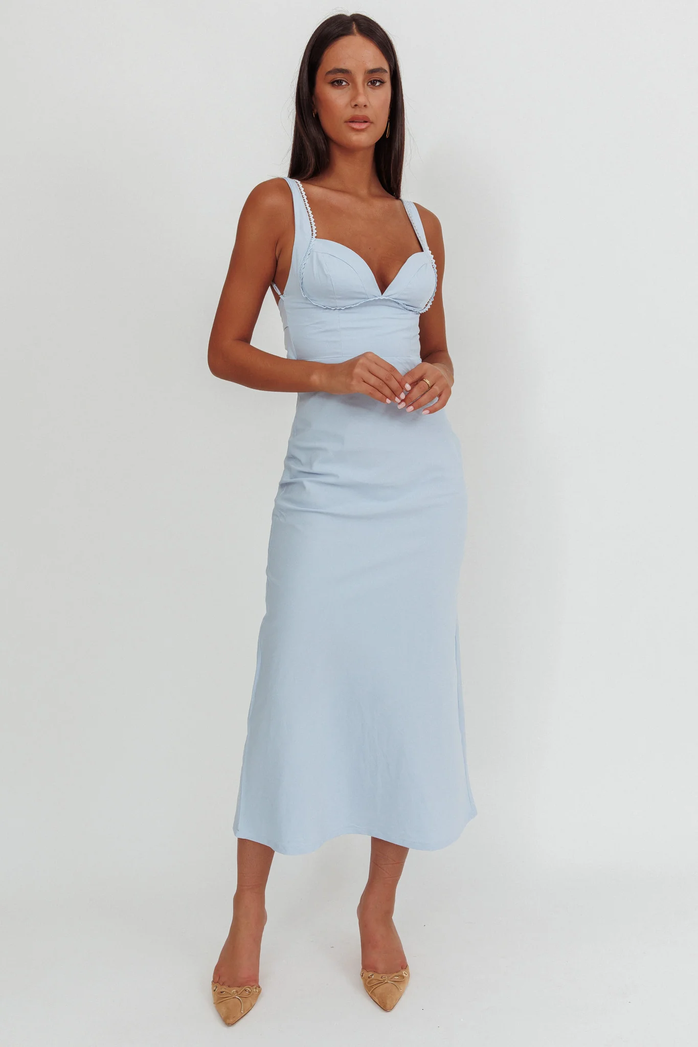 Moonlit Reverie Twist Back Maxi Dress Blue