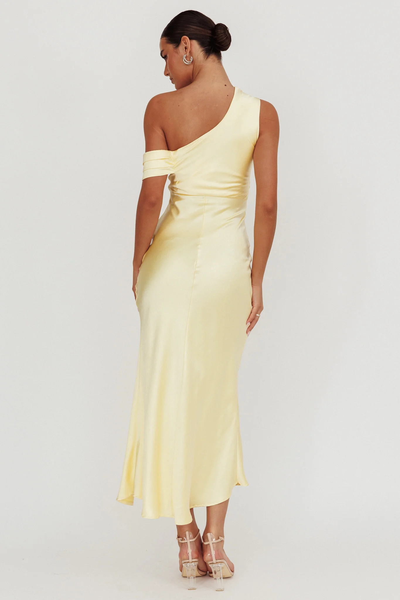 Floret Asymmetric Neckline Midi Dress Butter