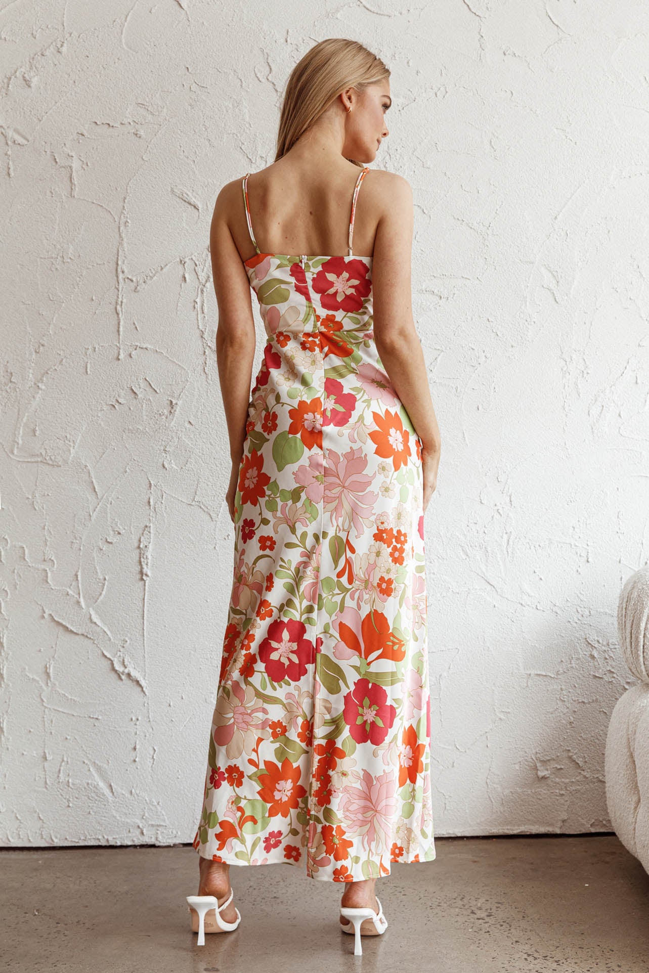 Sea Change Twist Bust Midi Dress Floral White