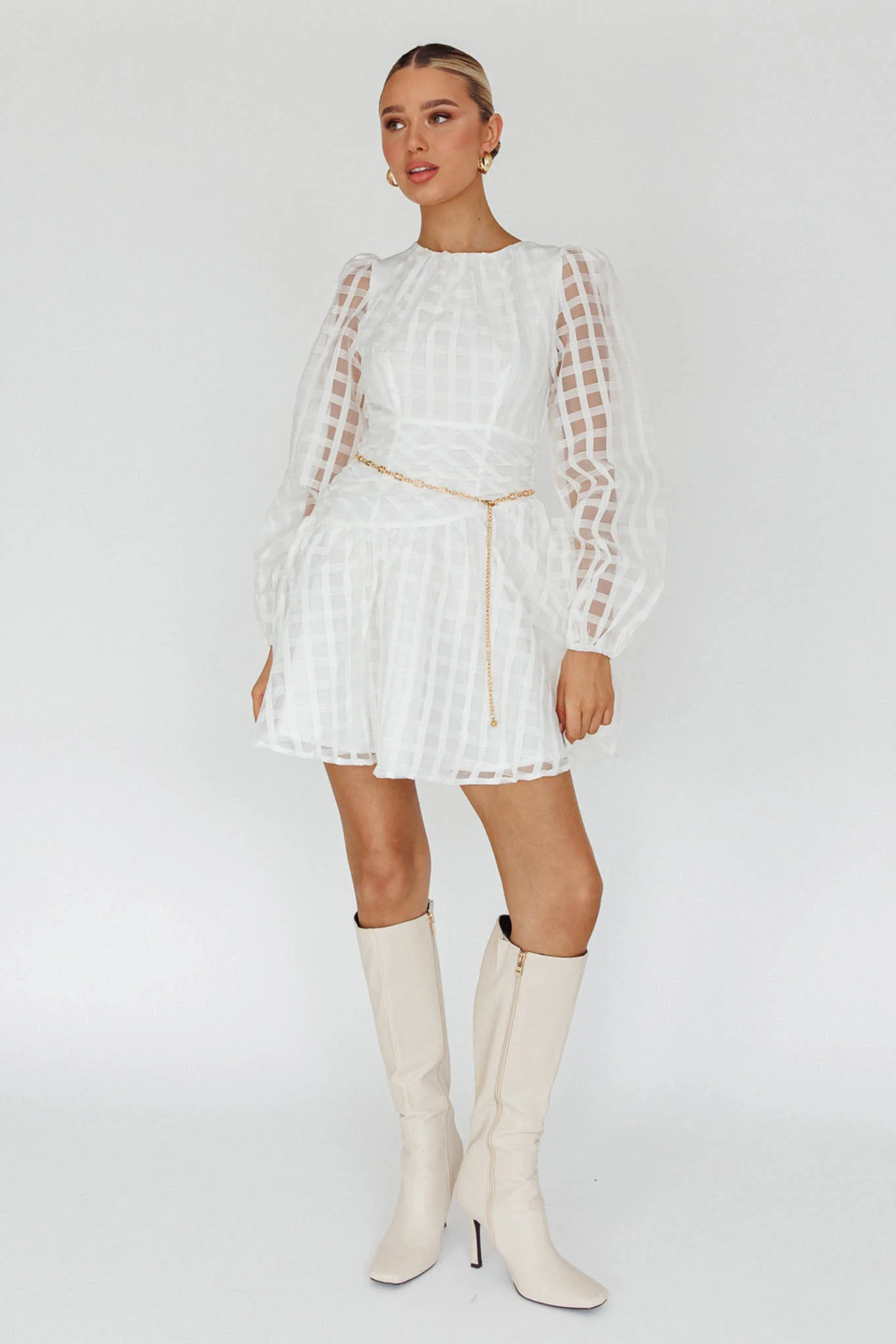 Tatiana Long Sleeve Plaid Mini Dress