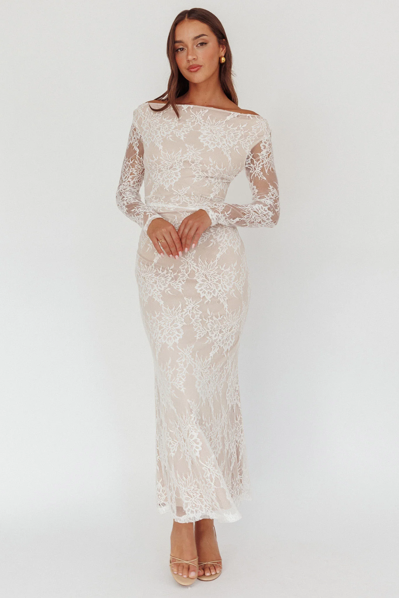 Loveland Off-Shoulder Lace Maxi Dress White