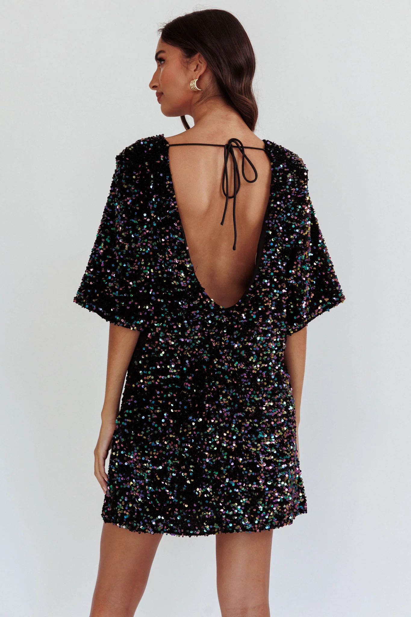Miramar Backless Sequin Dress Black Multi