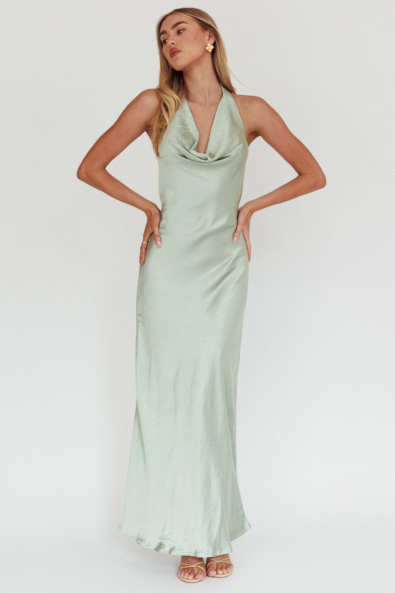 Element Halterneck Maxi Dress Matcha