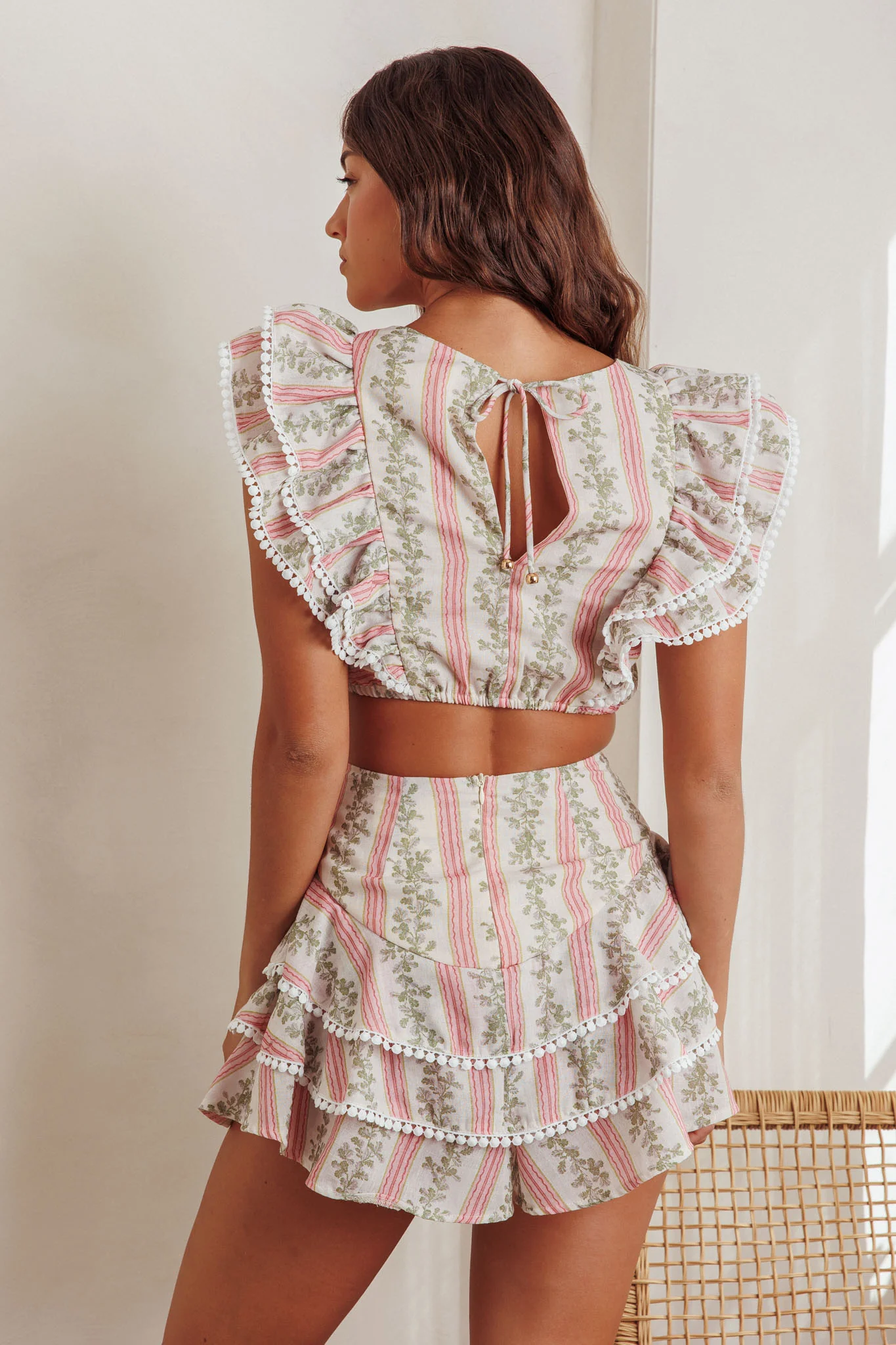 Wild And Free Tiered Ruffle Skorts Floral Natural