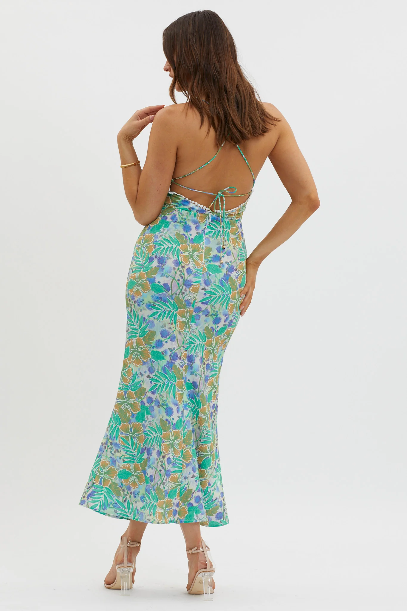 New Acquaintance Low Back Dress Floral Blue