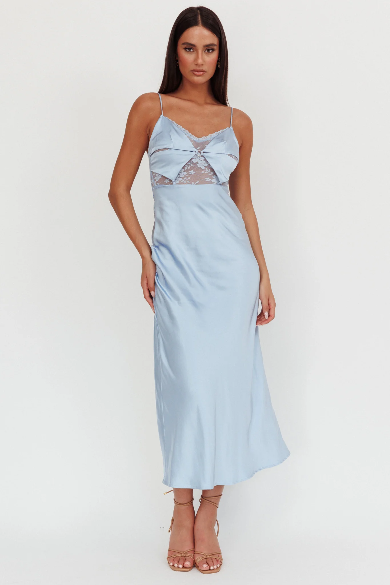 Impressions Lace Bodice Maxi Dress Blue