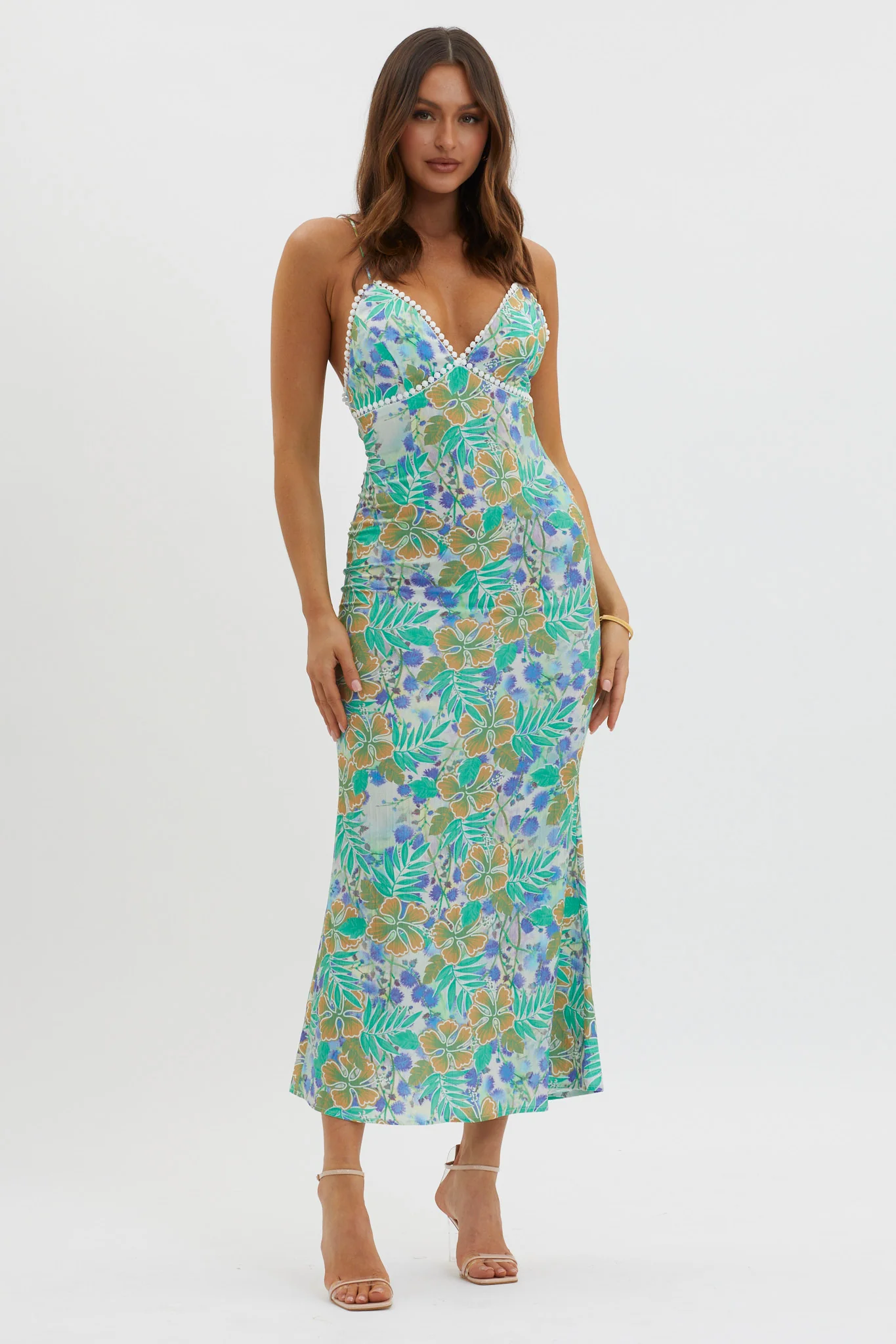 New Acquaintance Low Back Dress Floral Blue