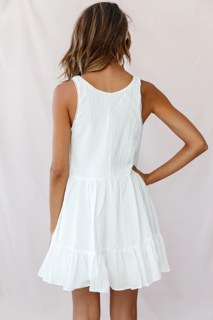 Heather Round Neck Swing Dress White
