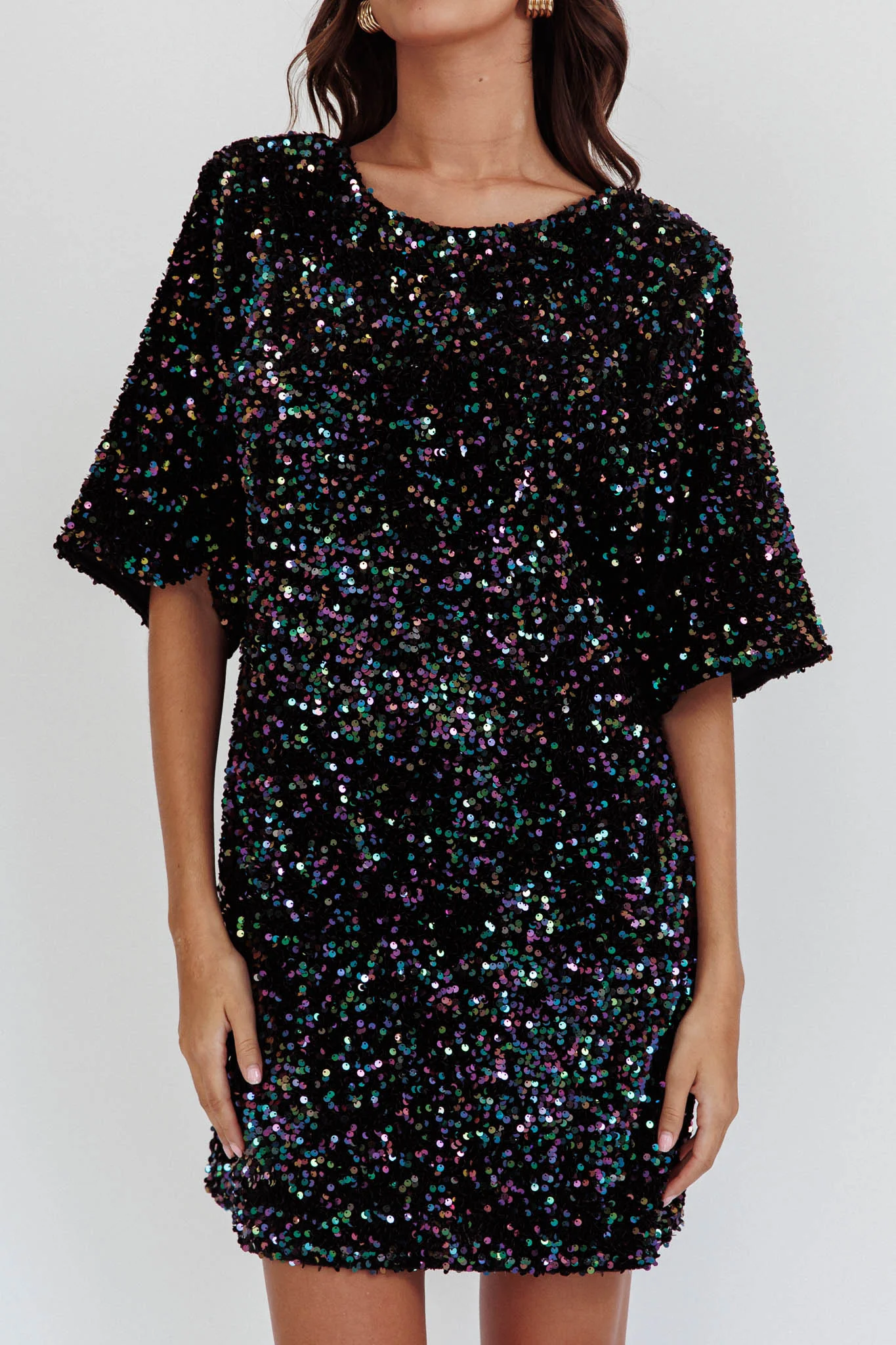 Miramar Backless Sequin Dress Black Multi