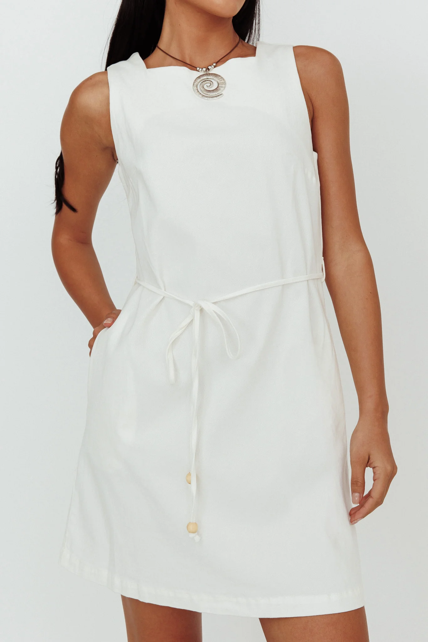 Tirzah Side Pocket Shift Dress White