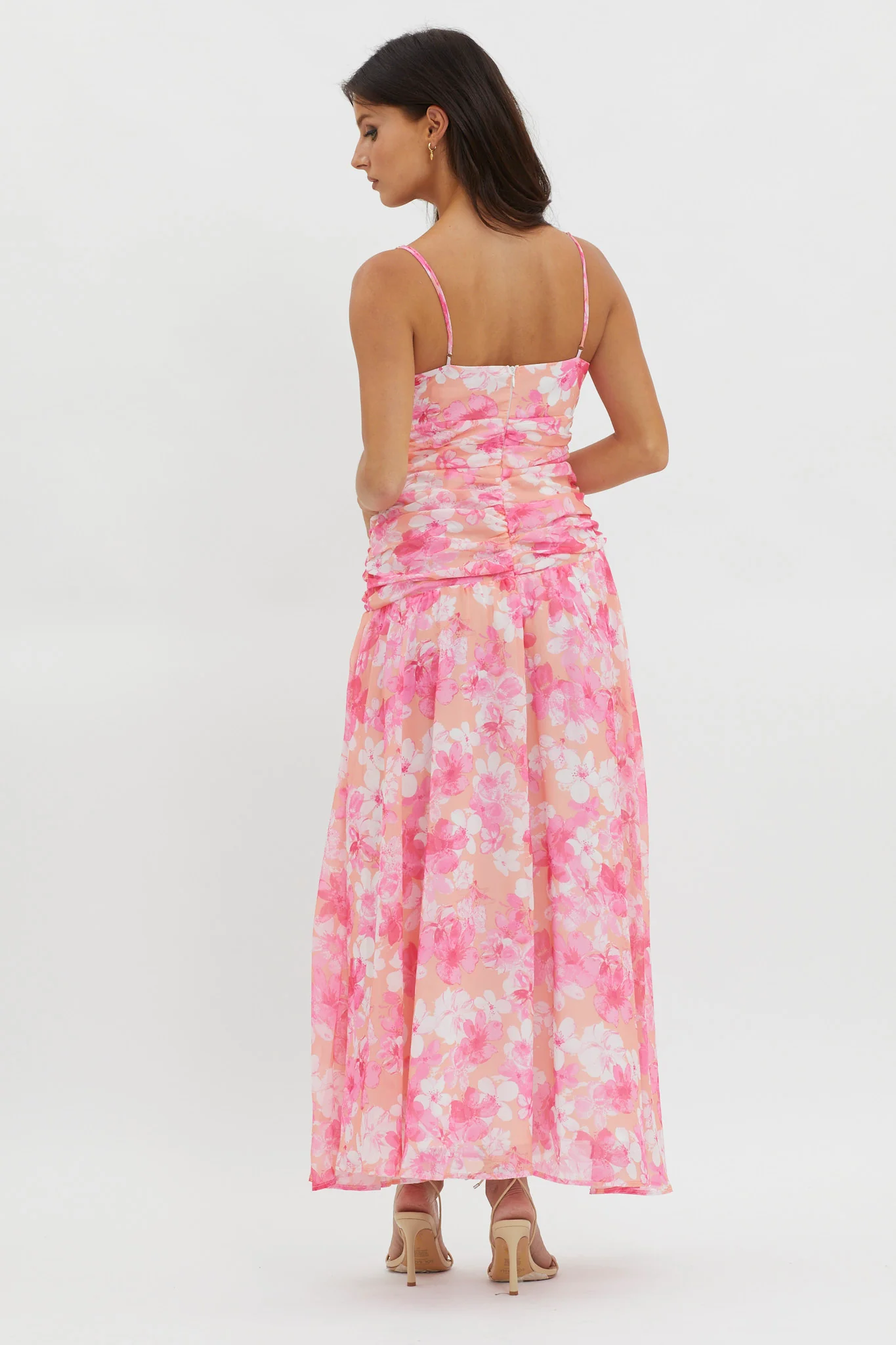 So Blessed Ruched Waist Maxi Dress Pink