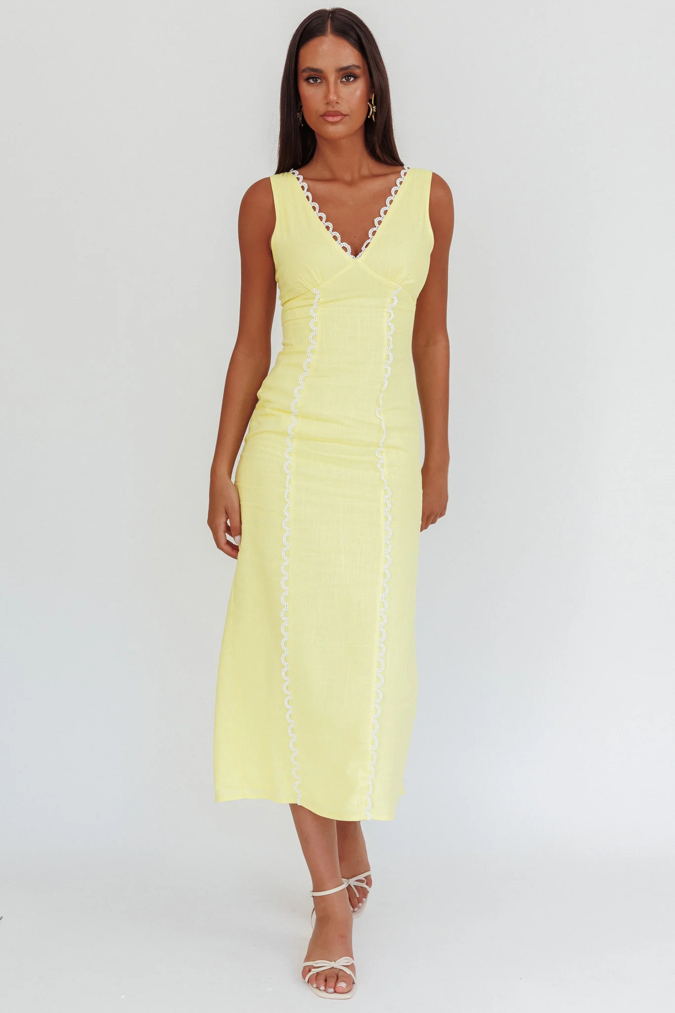 Chamberlain Scallop Trim V-Neck Maxi Dress Butter