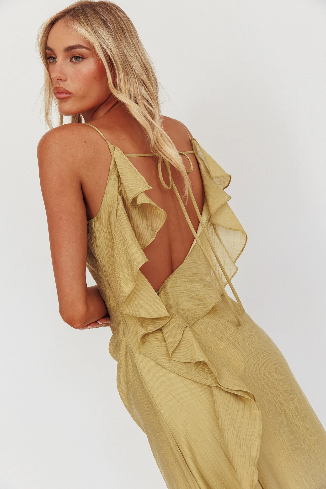 Soul Fires Ruffle Back Maxi Dress Hazel