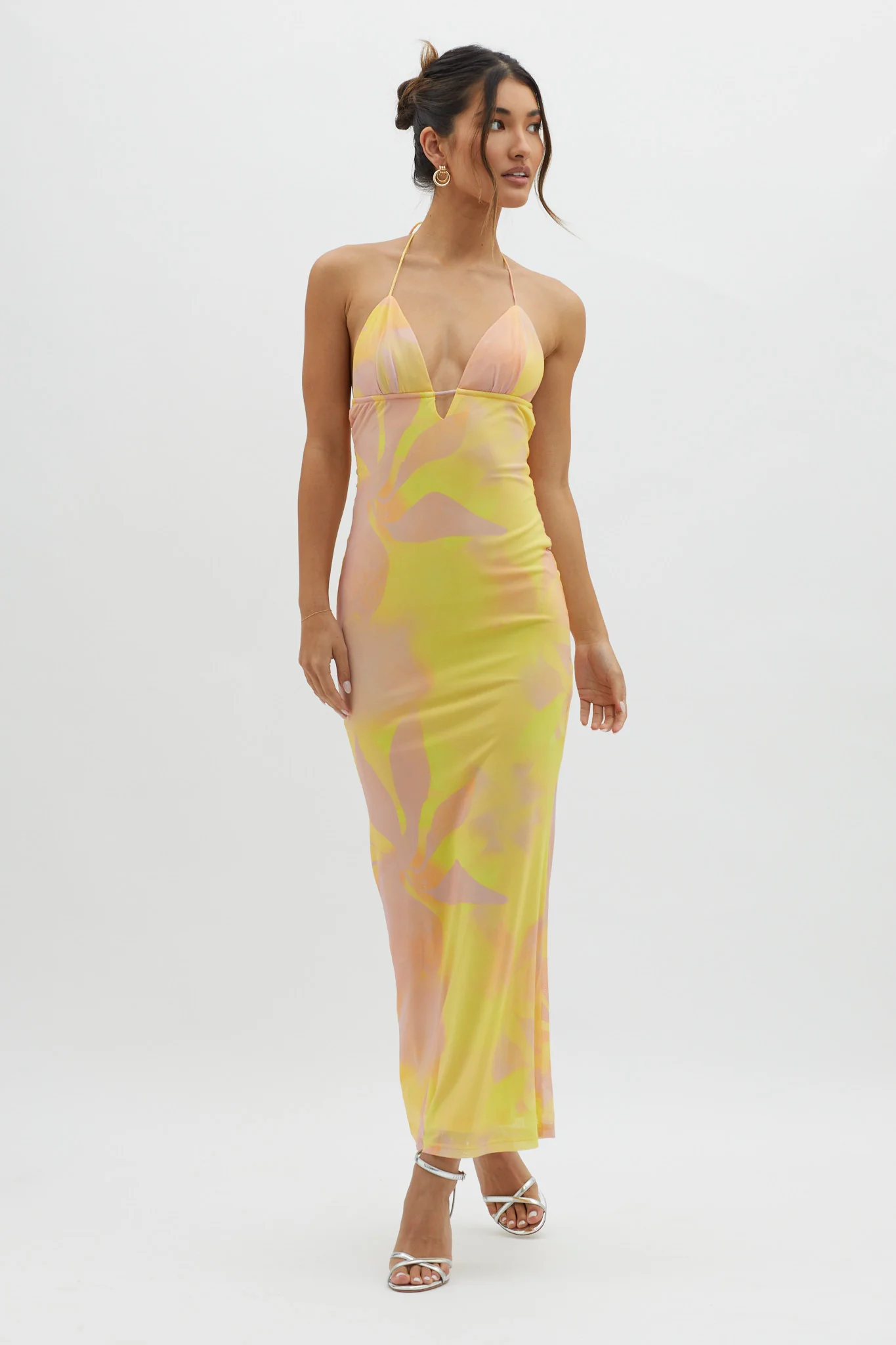 Santa Rosa Ruched Back Maxi Dress Yellow