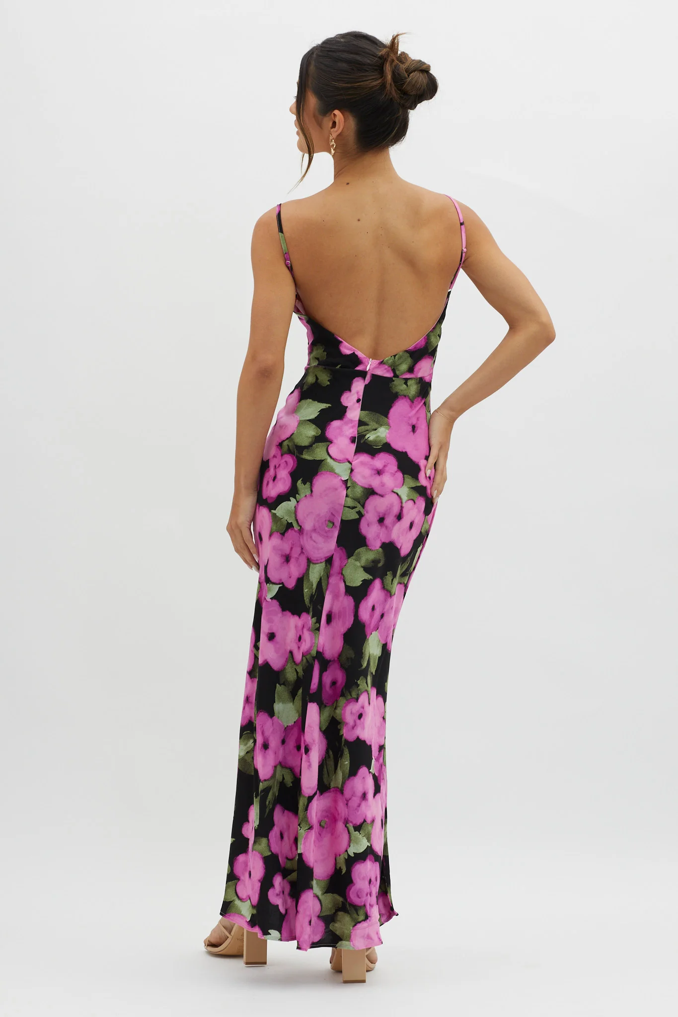 Kasha Low Back Maxi Dress Floral Pink