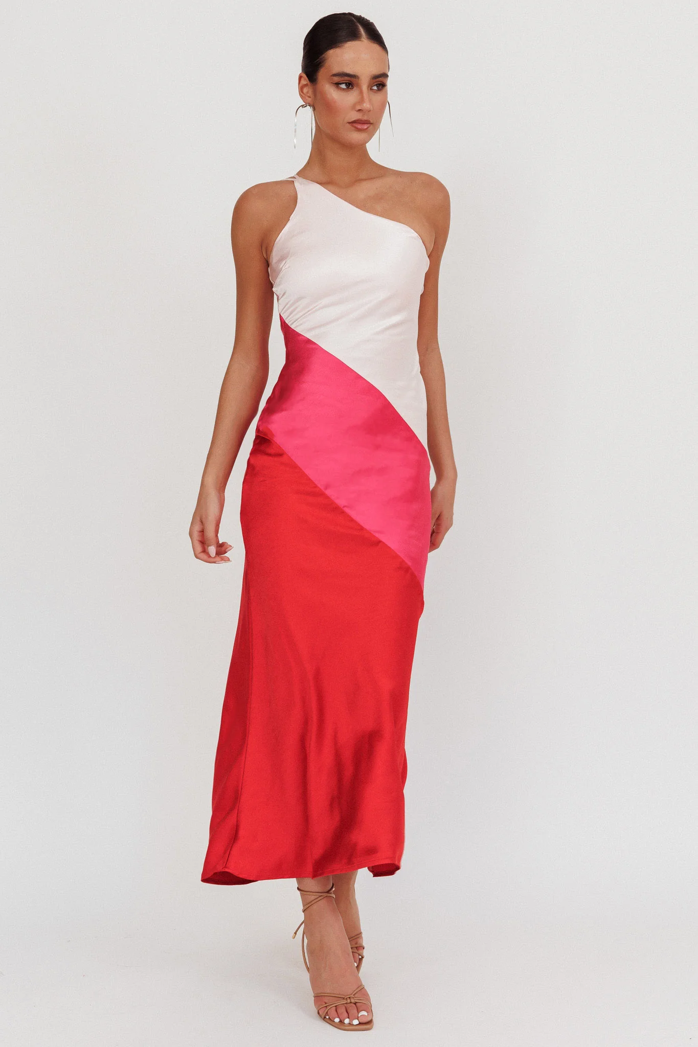 Swipe Right One-Shoulder Maxi Dress Pink