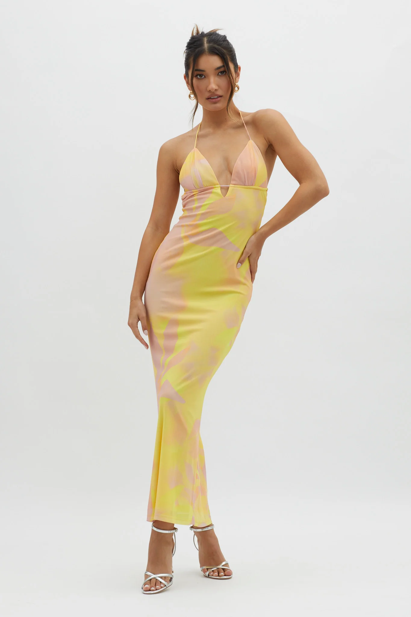 Santa Rosa Ruched Back Maxi Dress Yellow