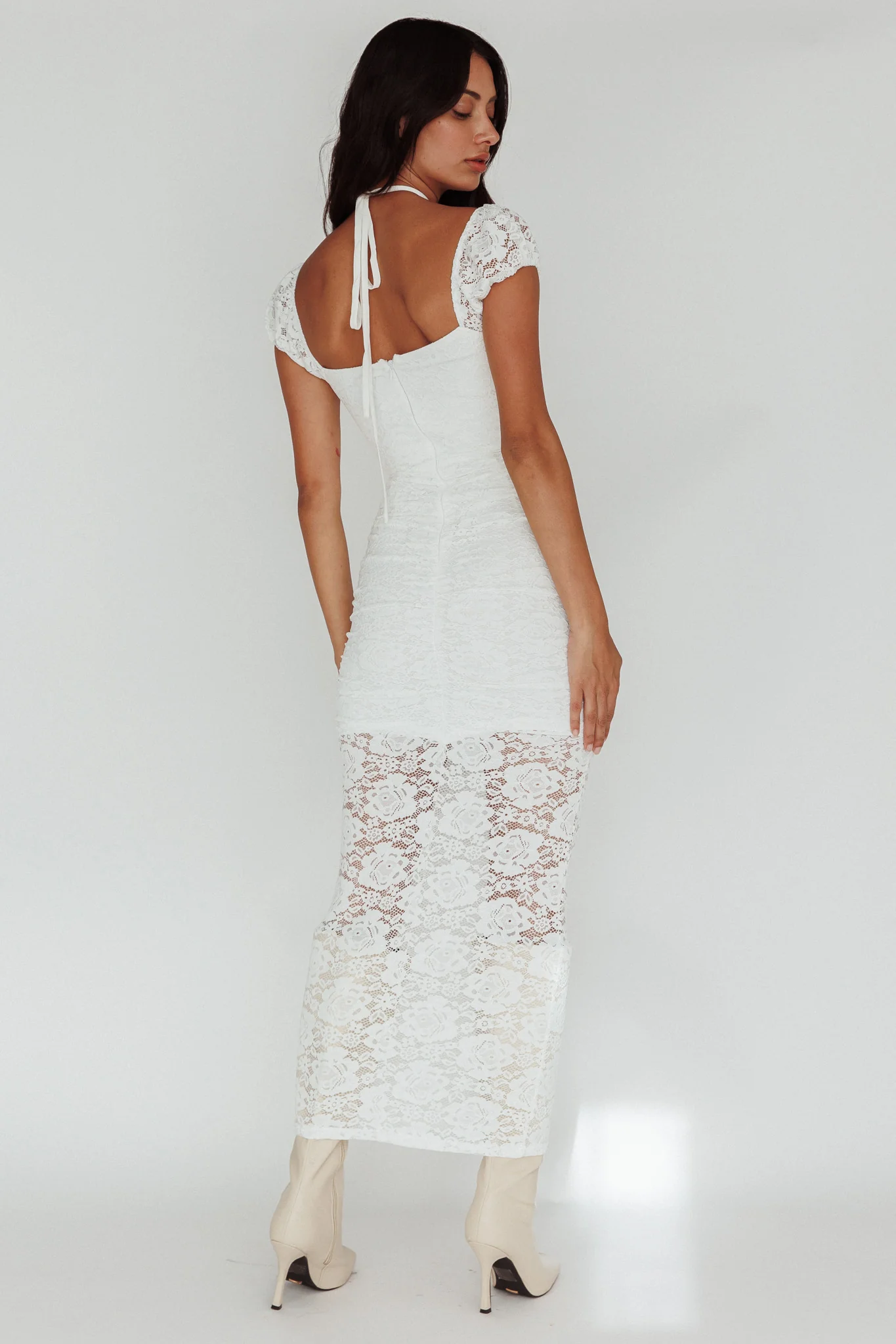 Versailles Summer Rose Accent Lace Dress White