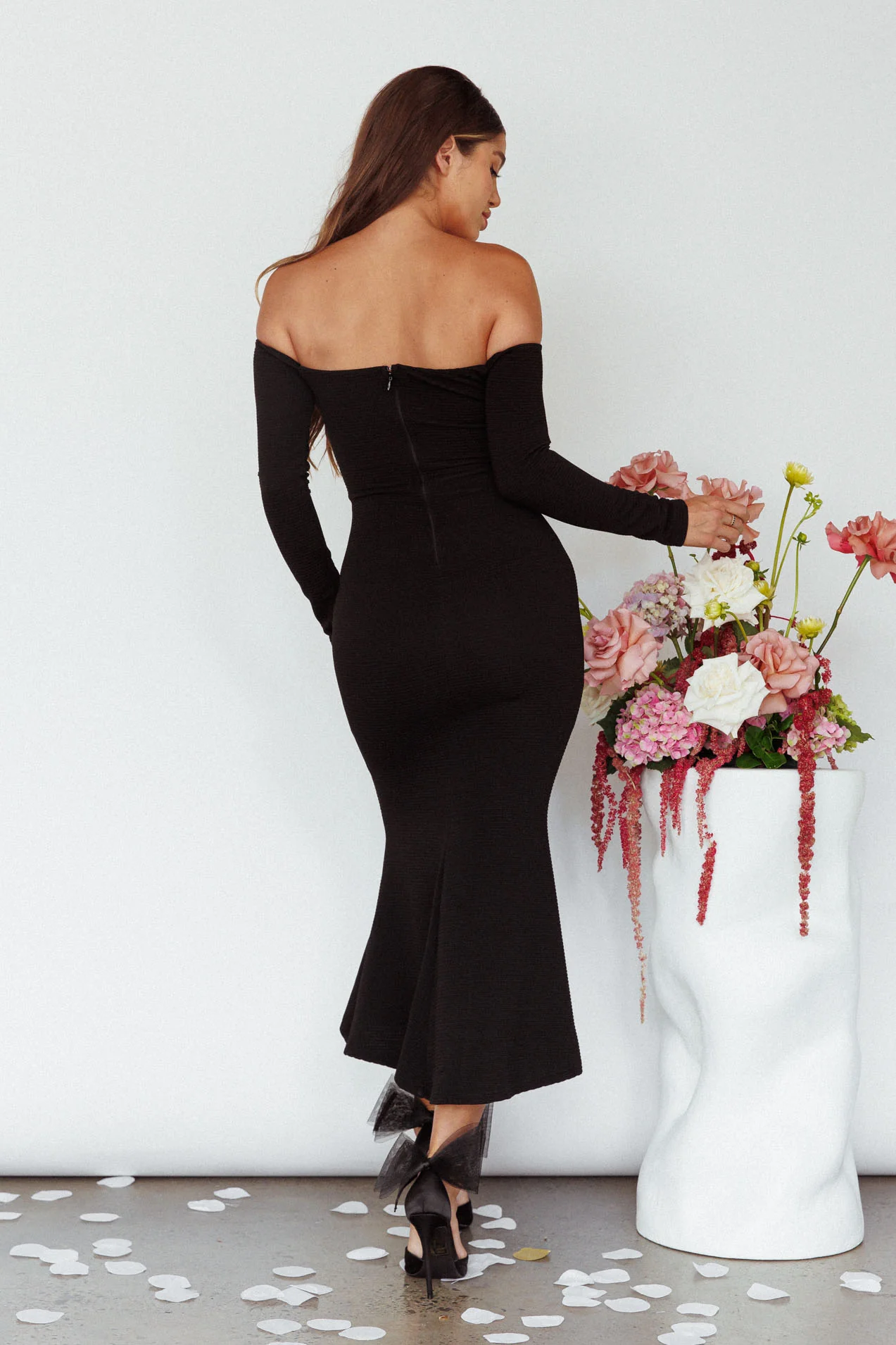Speakeasy Off-Shoulder Maxi Dress Black