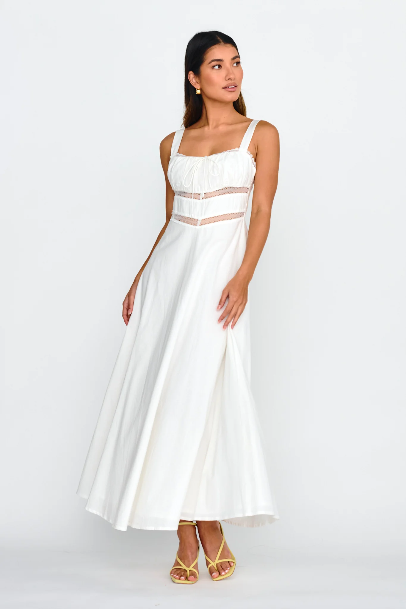 Kasiah Lace Trim Maxi Dress White