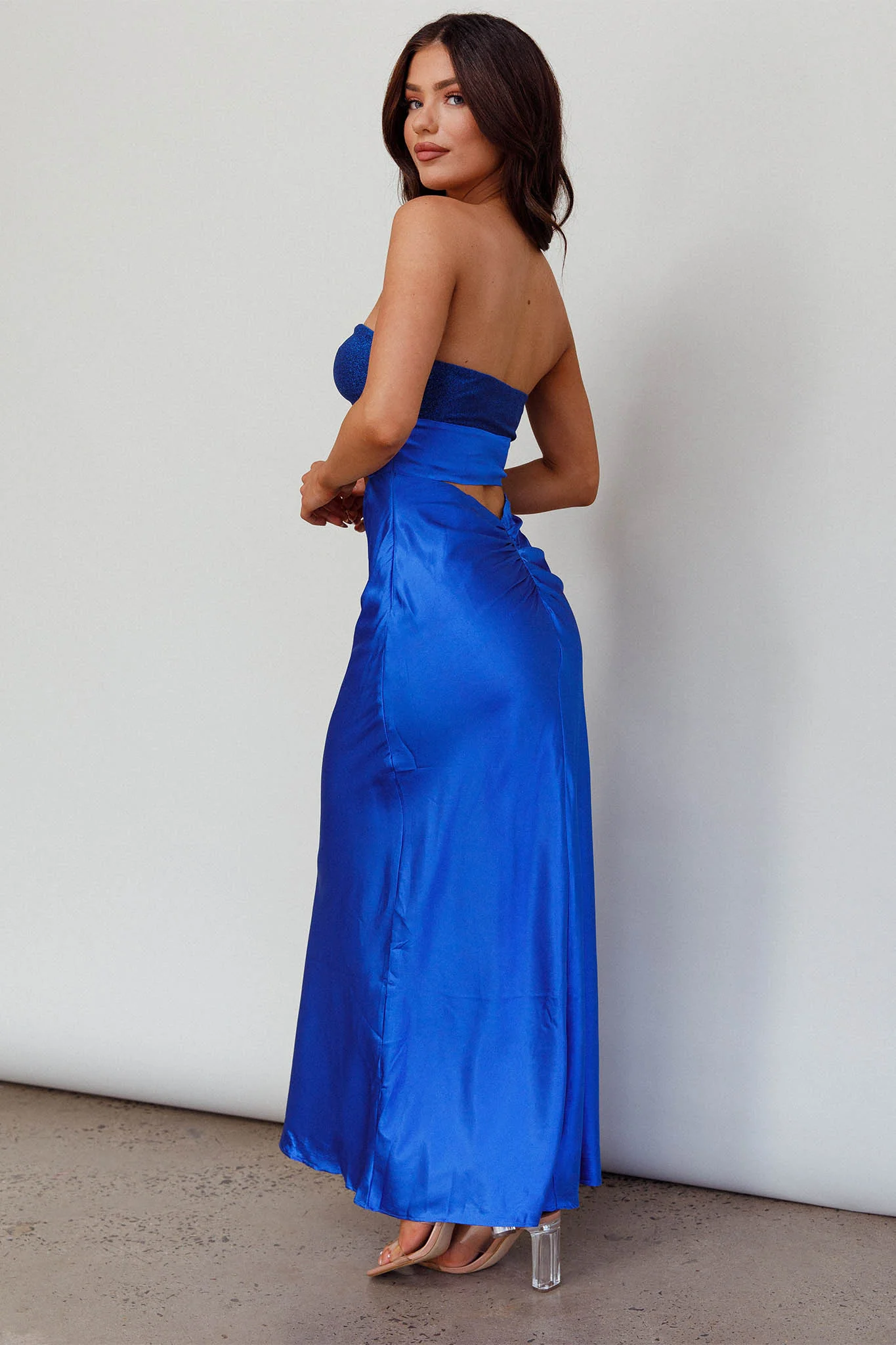 L'Amore Cut-Out Bodice Midi Dress Deep Blue