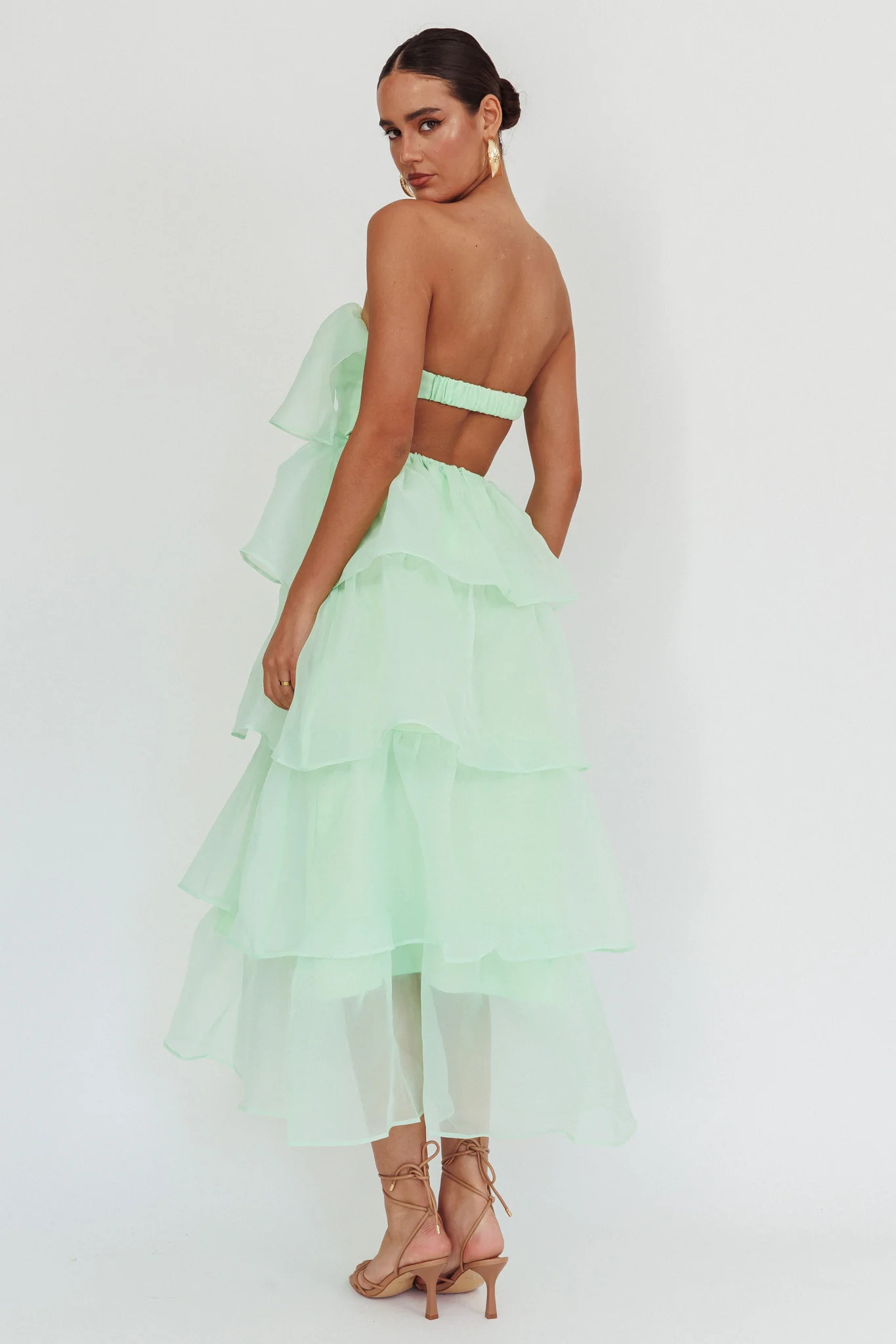 Behati Tiered Layer Midi Dress Mint