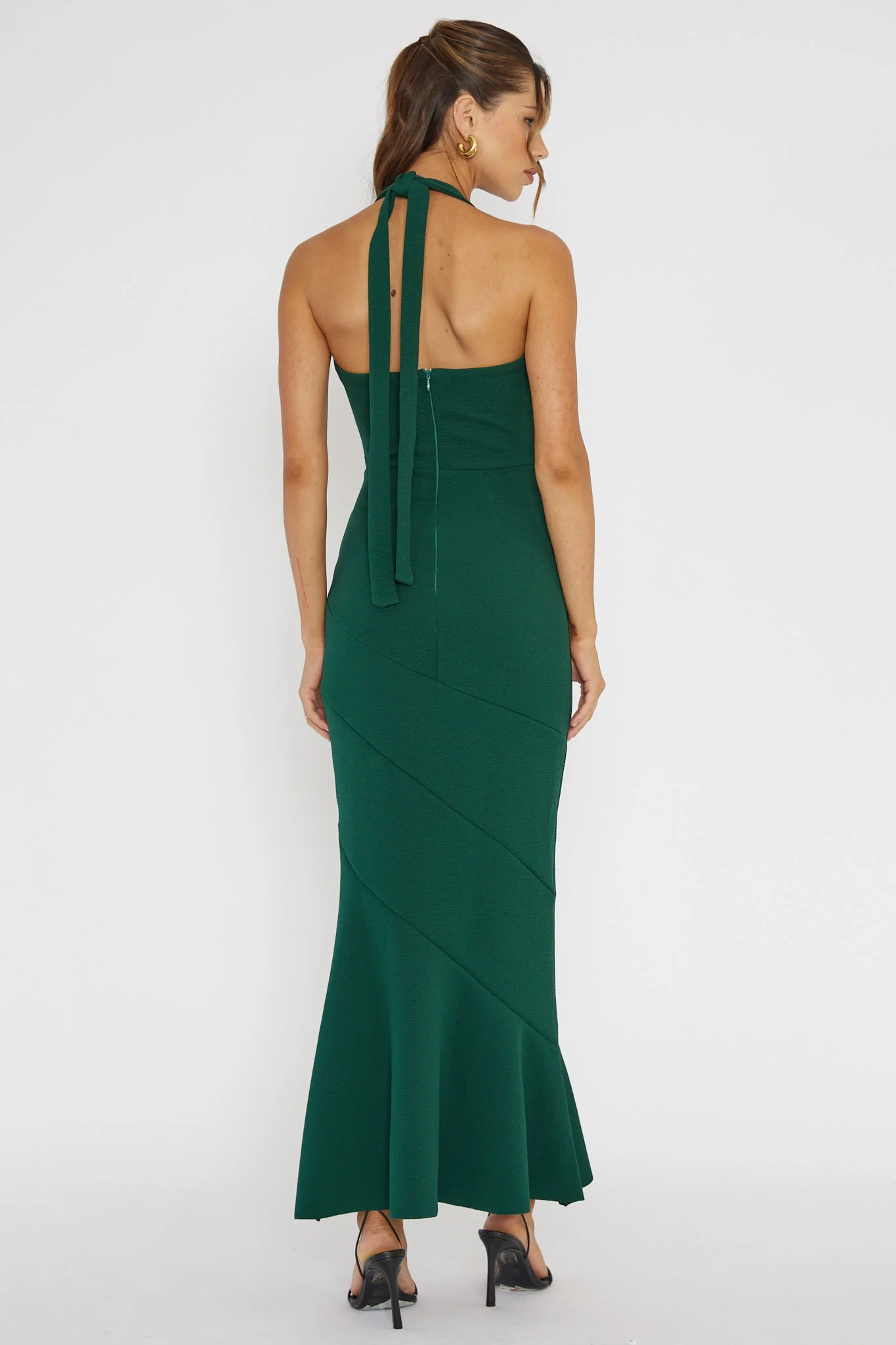Fire Of Stars Halterneck Midi Dress Forest Green
