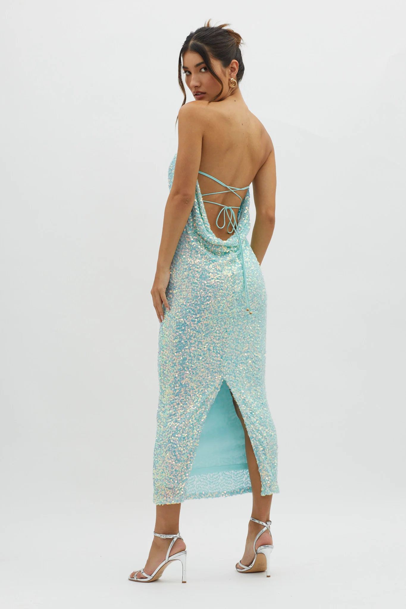 C'est Moi Sequin Laced Back Blue