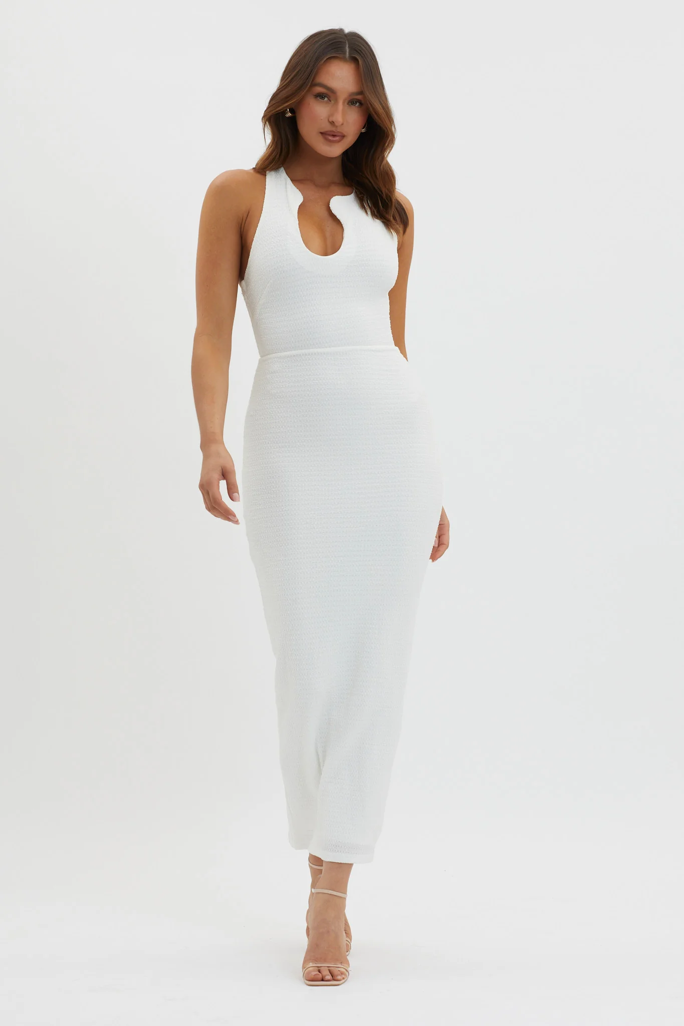 Seek And Find Asymmetric Neckline Dress White