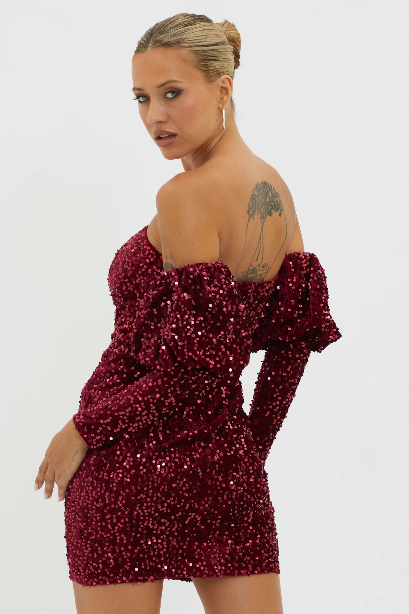 Merry & Bright Sequin Mini Dress Wine